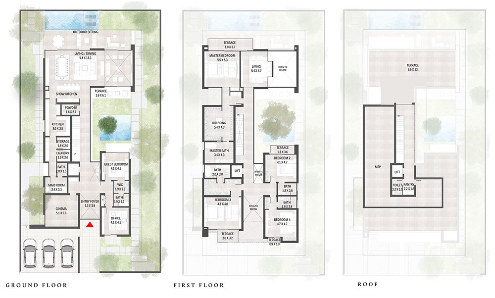 Jumeirah Golf Estates 5 Bedroom Villa Floor Plan