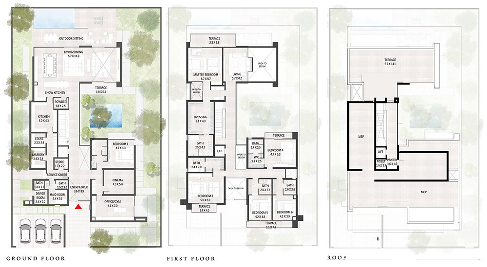 Jumeirah Golf Estates 6 Bedroom Villa Floor Plan